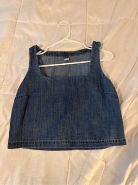 a new day Denim Square-Neck Cropped Tank - Blue
